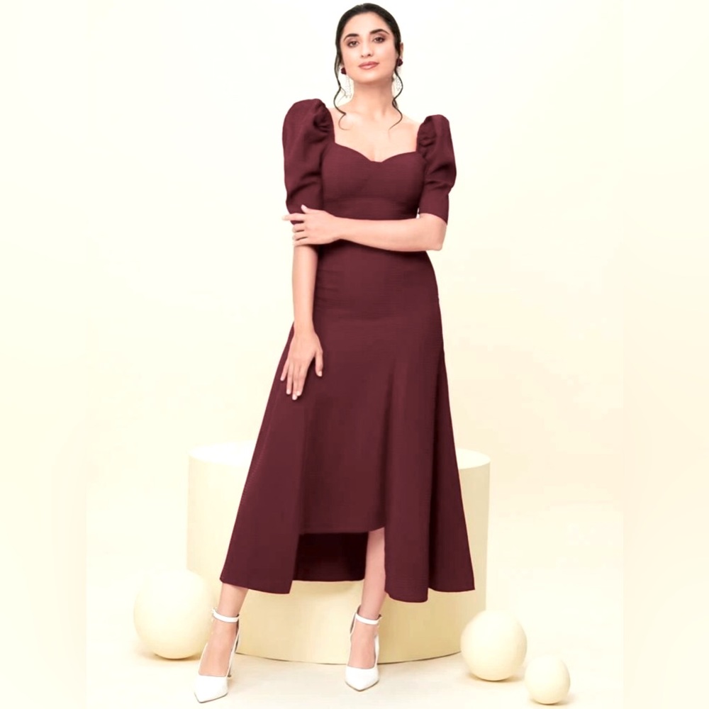 Shein - Sweetheart high-low Burgundy dress